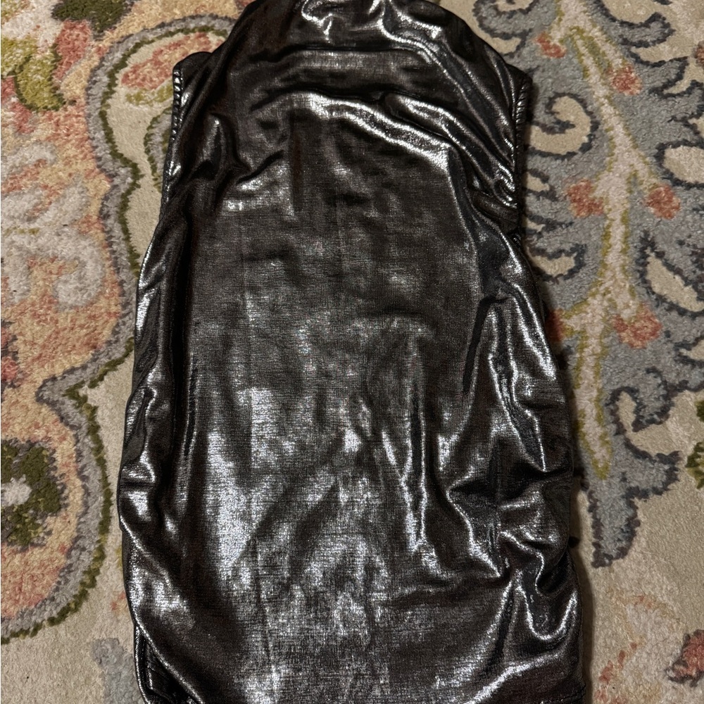 Silver metallic shiny Sleeveless Top